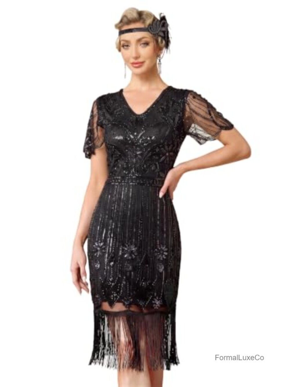 Flapper Dress 1920s Sequin Fringed Gatsby Roaring 20s Cocktail